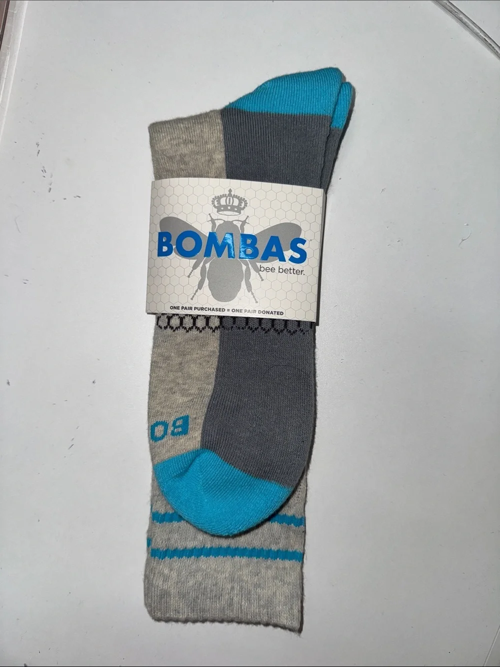 Bombas Men’s Casual Crew Socks - Gray & Teal